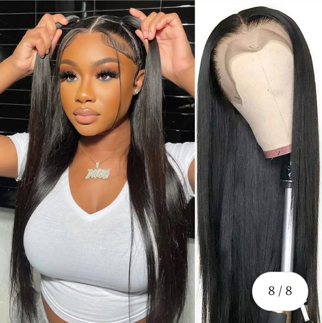 13x6 Lace Frontal Wig Pre Plucked Silky Straight Virgin Human Hair