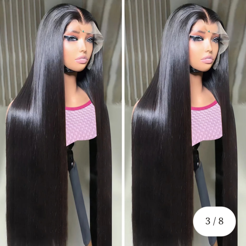 13x6 Lace Frontal Wig Pre Plucked Silky Straight Virgin Human Hair