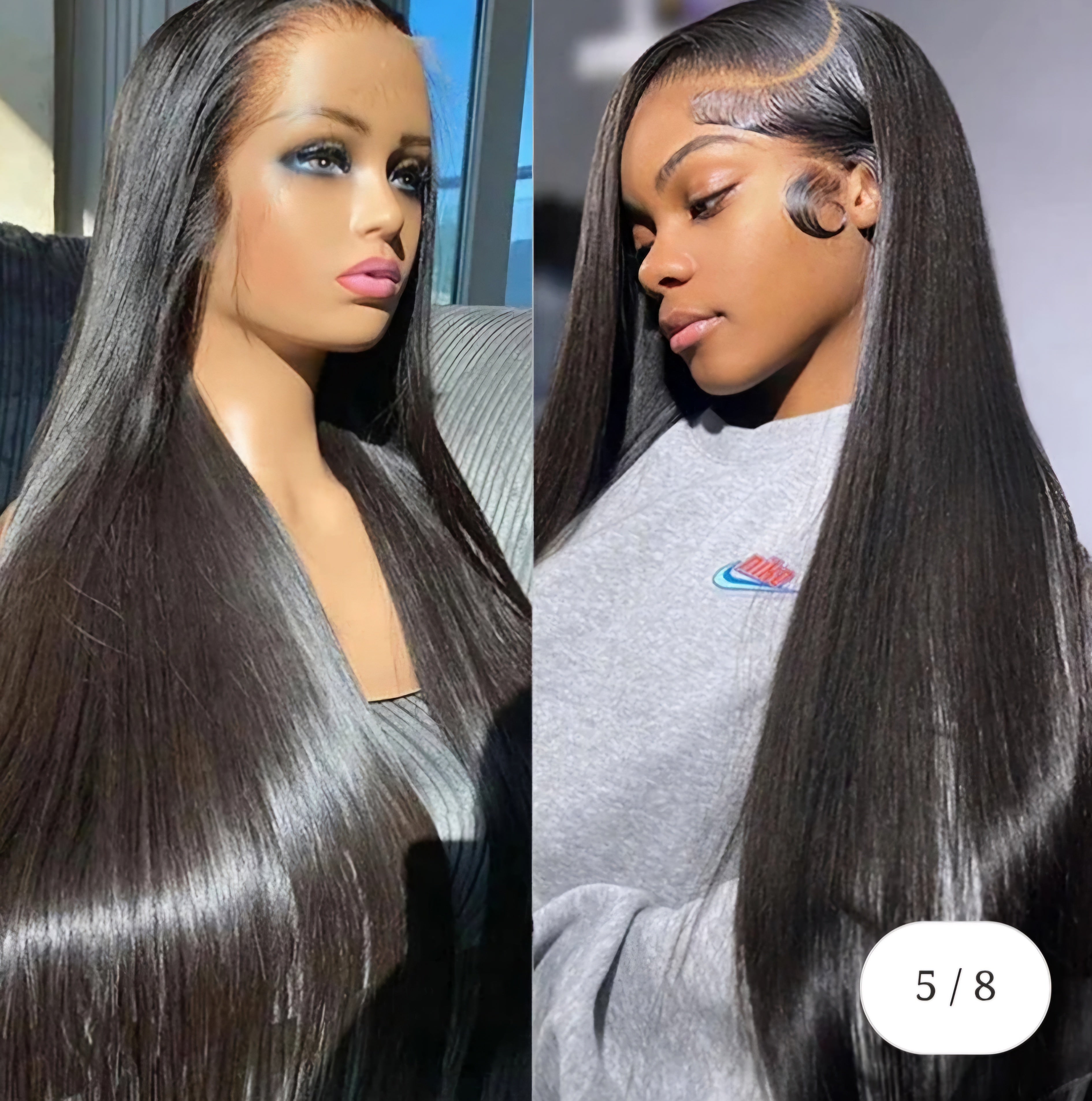 13x6 Lace Frontal Wig Pre Plucked Silky Straight Virgin Human Hair