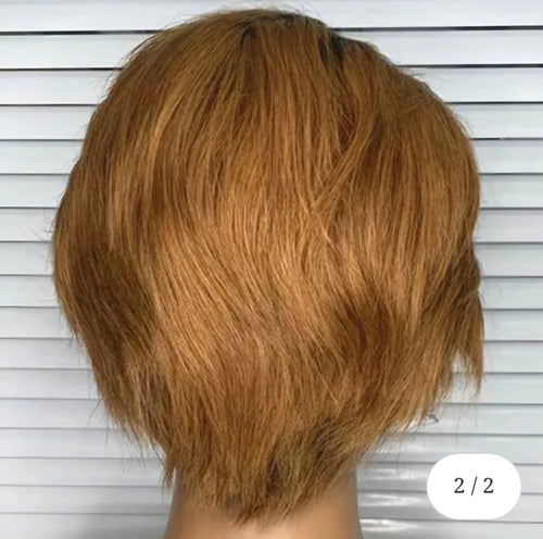 T1B/30 13x1 T Part Short Pixie Cut Lace Wig Human Hair