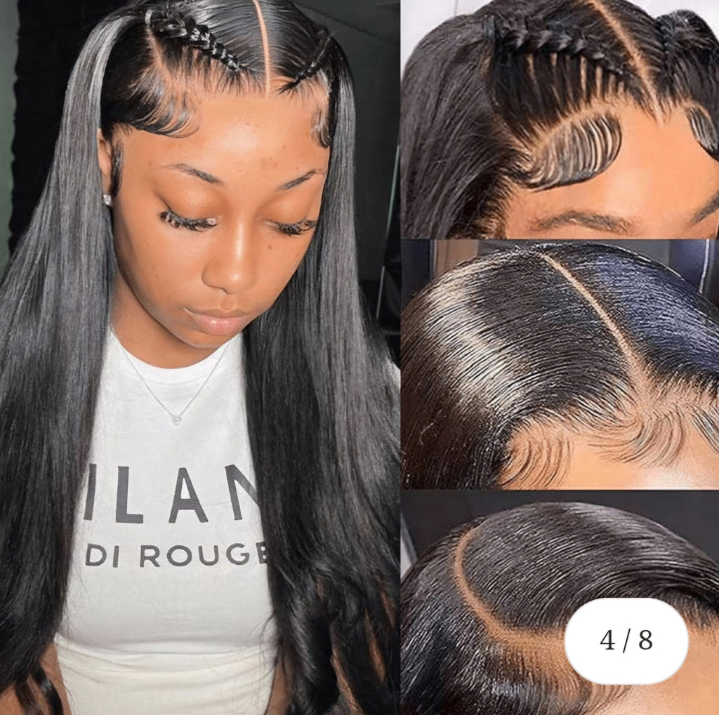 13x6 Lace Frontal Wig Pre Plucked Silky Straight Virgin Human Hair