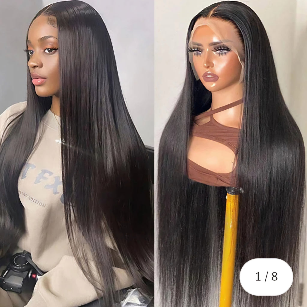 13x6 Lace Frontal Wig Pre Plucked Silky Straight Virgin Human Hair