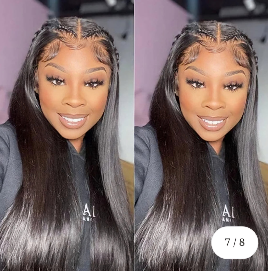 13x6 Lace Frontal Wig Pre Plucked Silky Straight Virgin Human Hair